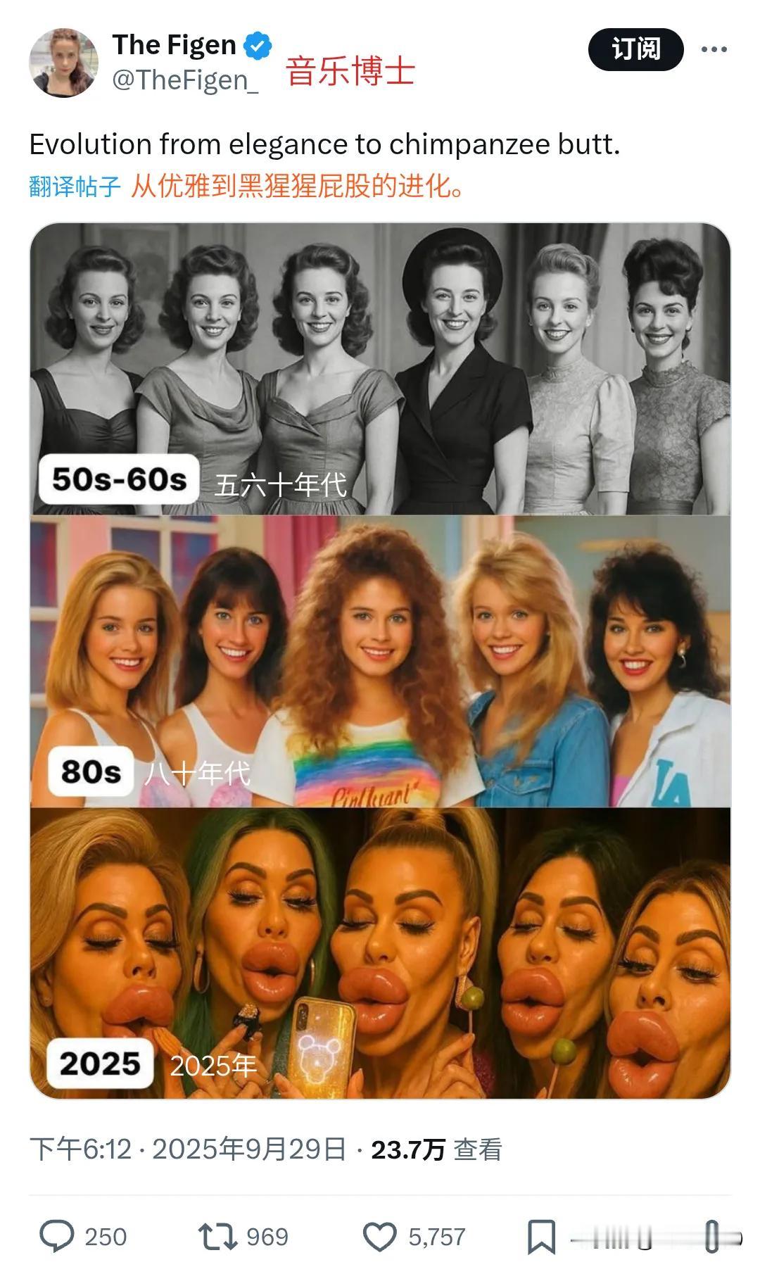 图一是美国审美的变化。看了这张图还是可以理解为什么80年代有那么多人向往美国，真