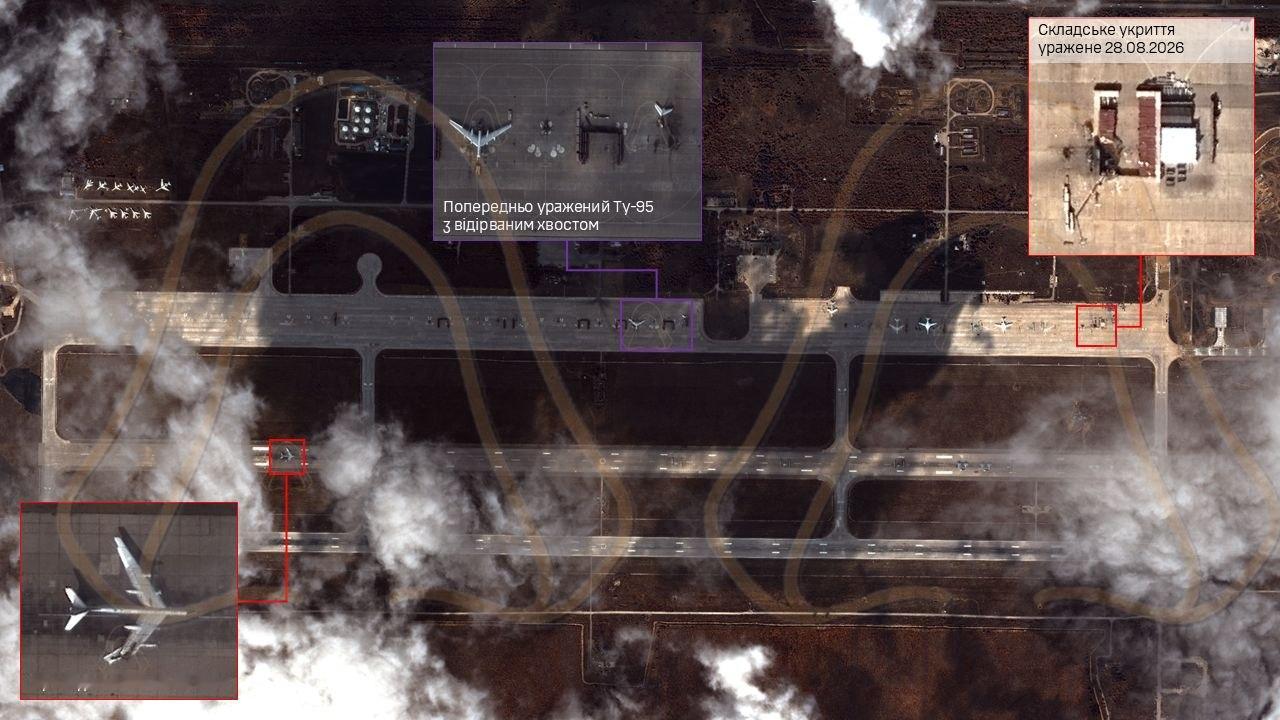 🔻乌克兰无人机昨天袭击了俄罗斯的恩格斯空军基地，一架训练用的TU-95轰炸机被
