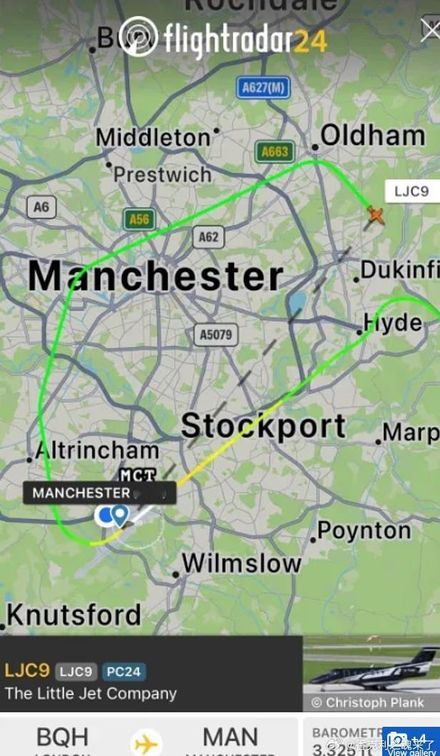 每日邮报透露马克·格伊的私人飞机上周日清晨在曼彻斯特机场首次尝试降落时被迫中止，