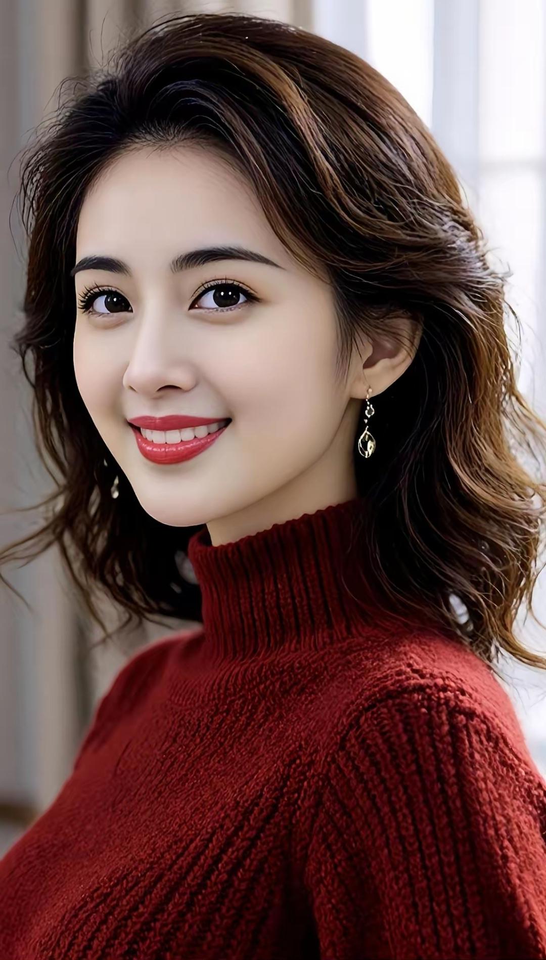 甜美微笑，红衣诱惑，优雅动人！高雅气质美女美女人像群