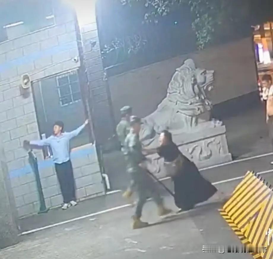 男子深夜遭追打，冲向武警营门求救，一名女子冲上来，竟敢对身前的武警哨兵动了手，太