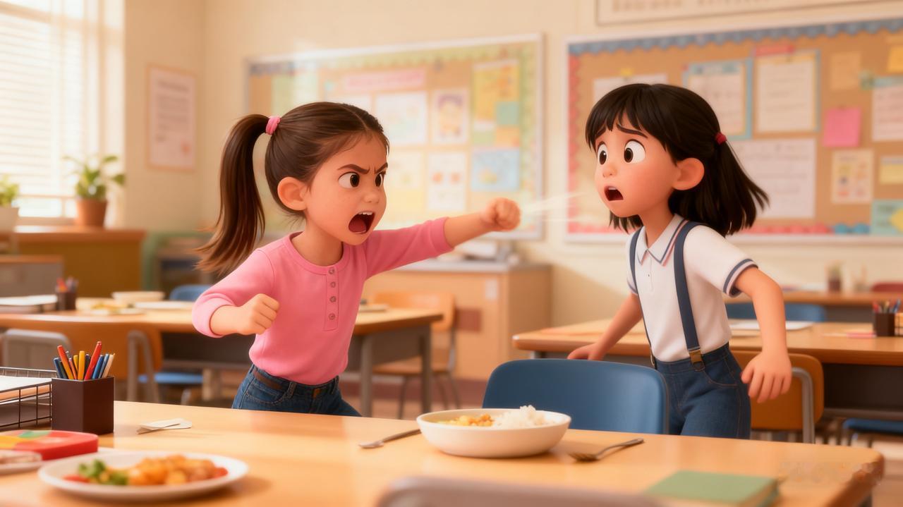 同事孩子8岁，刚刚上一年级，老师给同事打电话，叫到了学校。“你姑娘恐吓同学，