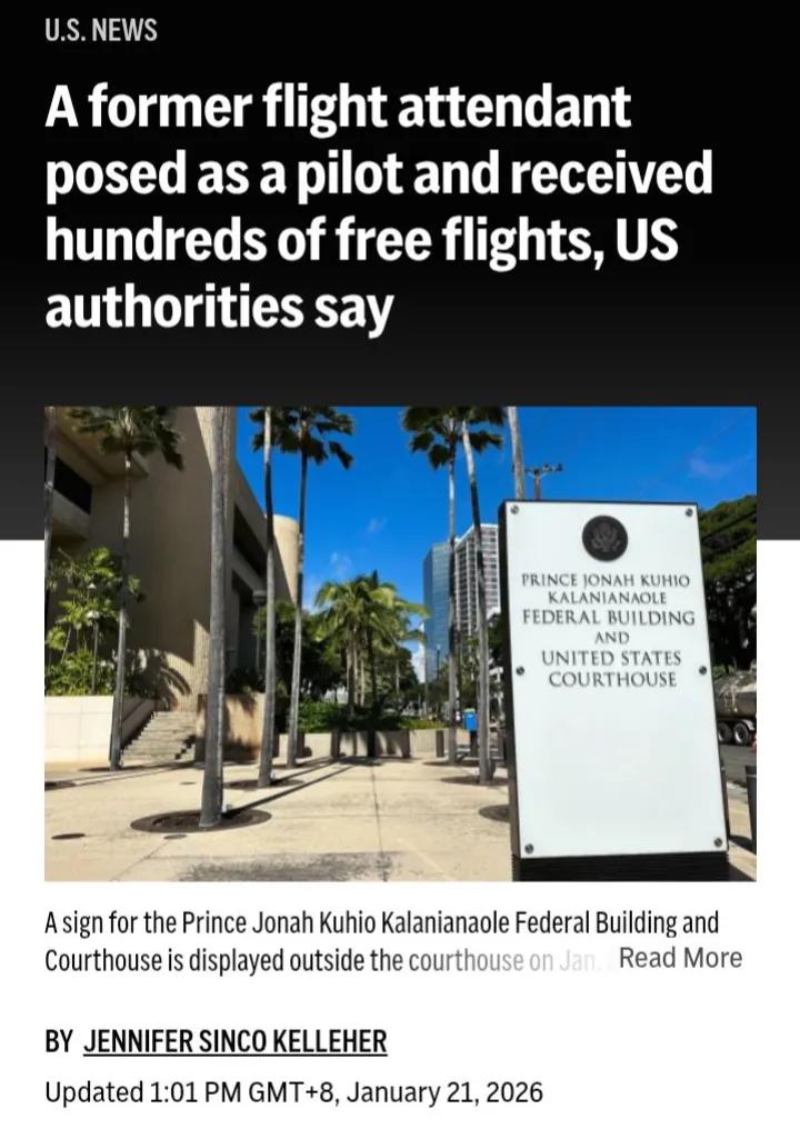 一位前空乘“薅羊毛”免费搭乘飞机多次，结果被违法逮捕。据美联社报道称，当局称，