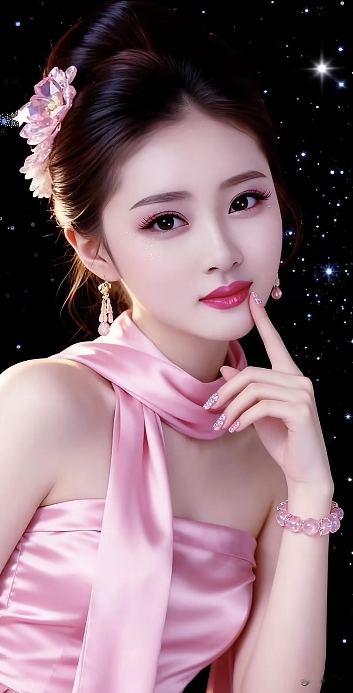 梦幻粉嫩少女风，温柔优雅，星空中绽放光彩！温柔气质少女风温柔气质粉色梦幻少女