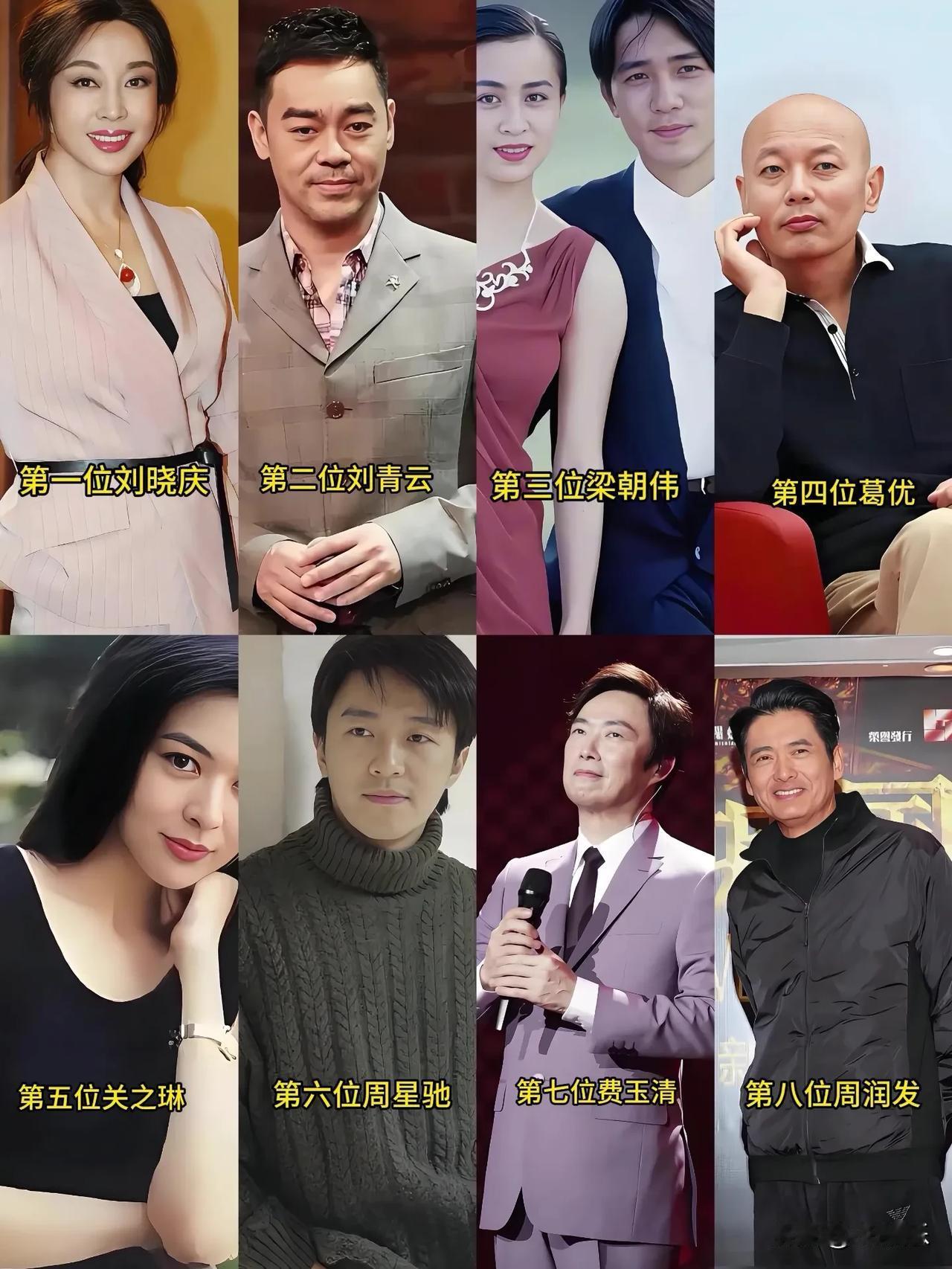 一代人影视风华，尽数凝于这八张面孔。他们凭作品攒下盛名与丰厚身家，在光影里演绎