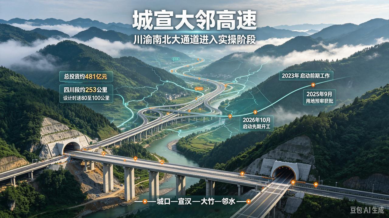 城宣大邻高速用地预审落地！10月启动动工，川渝北部交通格局迎来质变信息来源：四川