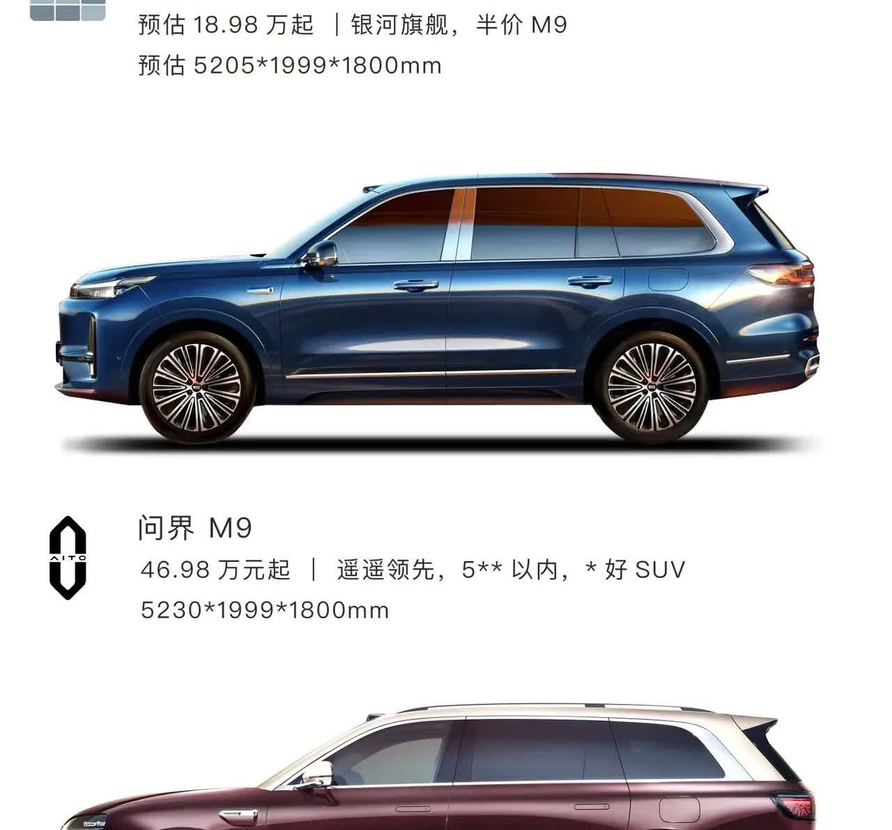 吉利银河M9这命名是故意针对问界M9的吧看以前9系大型SUV的车子，厂家命名