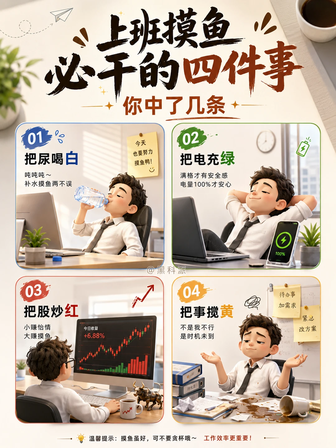 上班摸鱼必干的四件事，你中了几条？