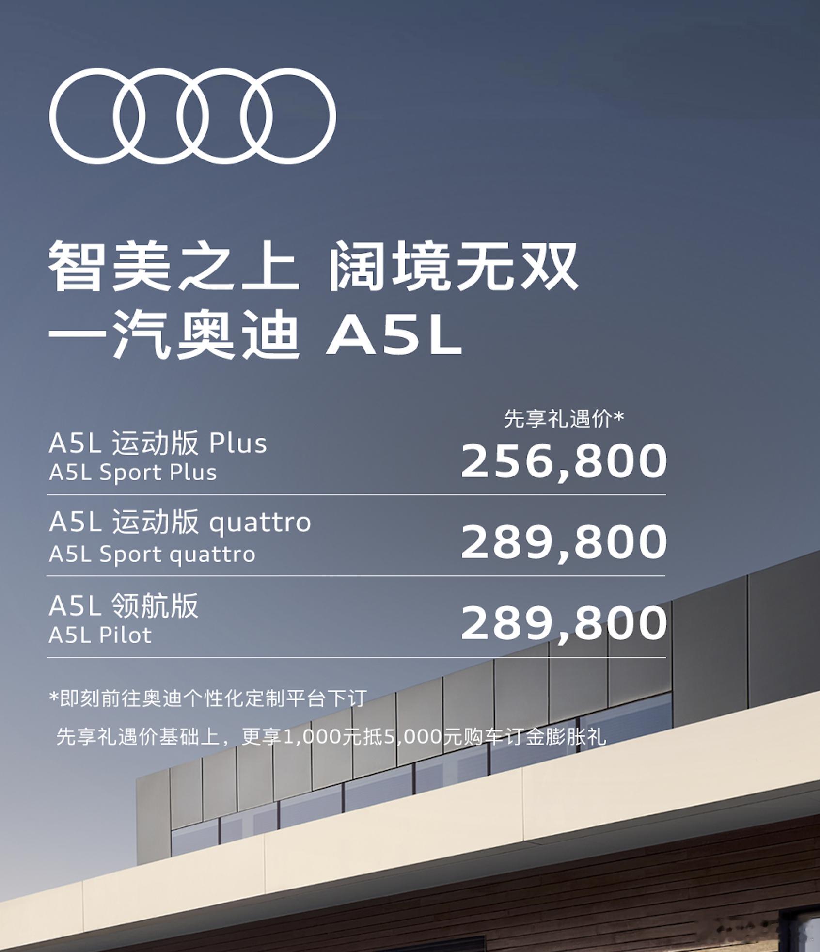 名车志新闻预售25.68万起步，EA888+quattro四驱一汽奥迪A5L驾