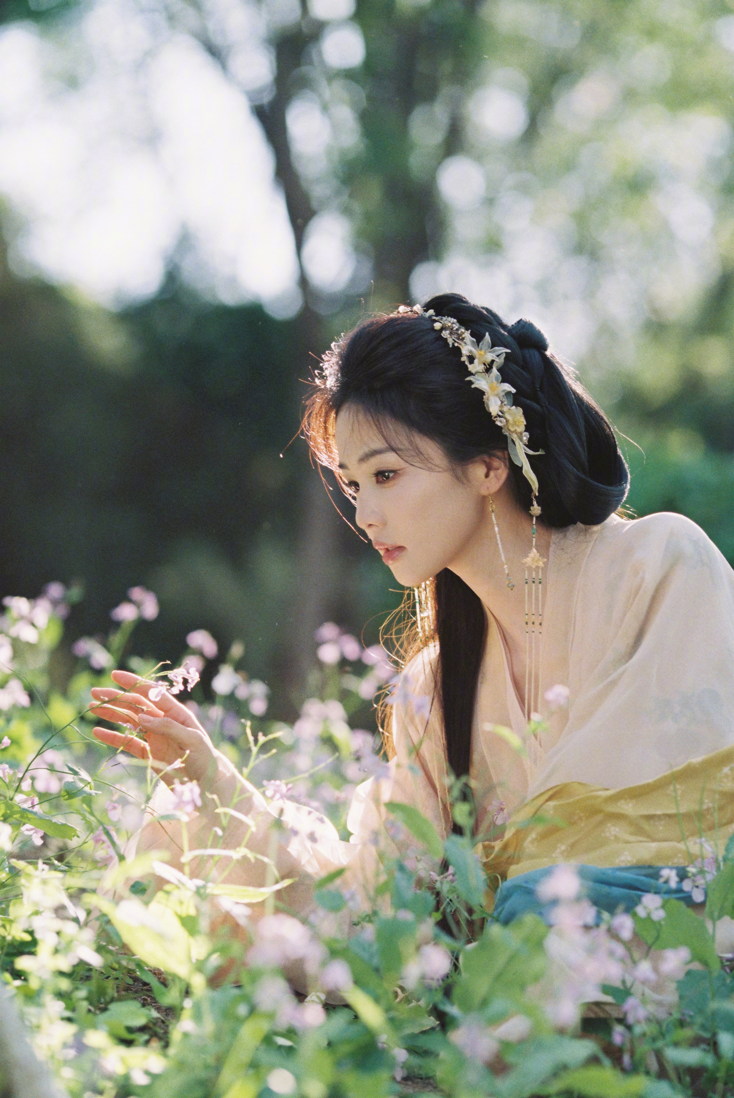 白鹿春日玉兰粉裙白鹿在复制粘贴的时代，你是手写的诗