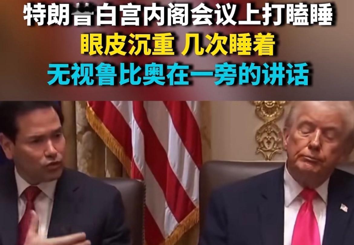证据确凿，可让民主党逮住机会了，特朗普在内阁会议上睡着了。但面对这一幕，白宫美女