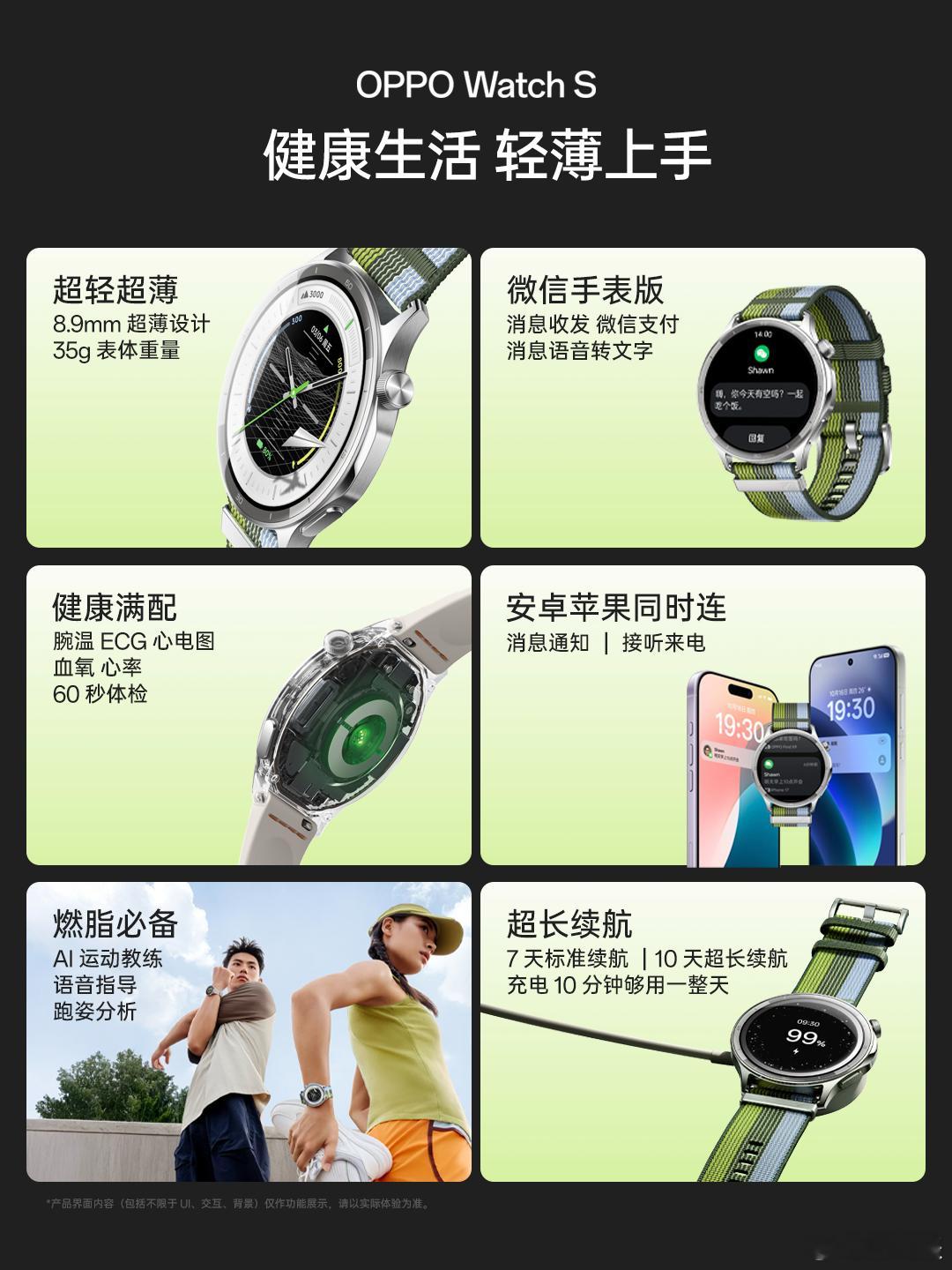 没想到这么轻薄的OPPOWatchS居然还是一款全智能手表，支持手表版微信