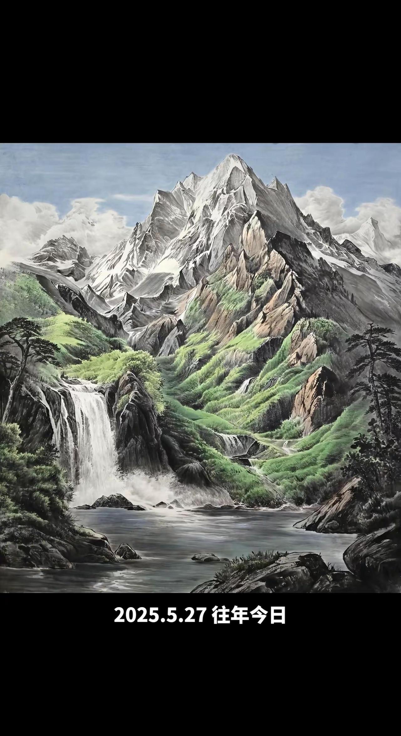 雪域高原。写意山水纯手绘山水画山水作品山水画纯手绘