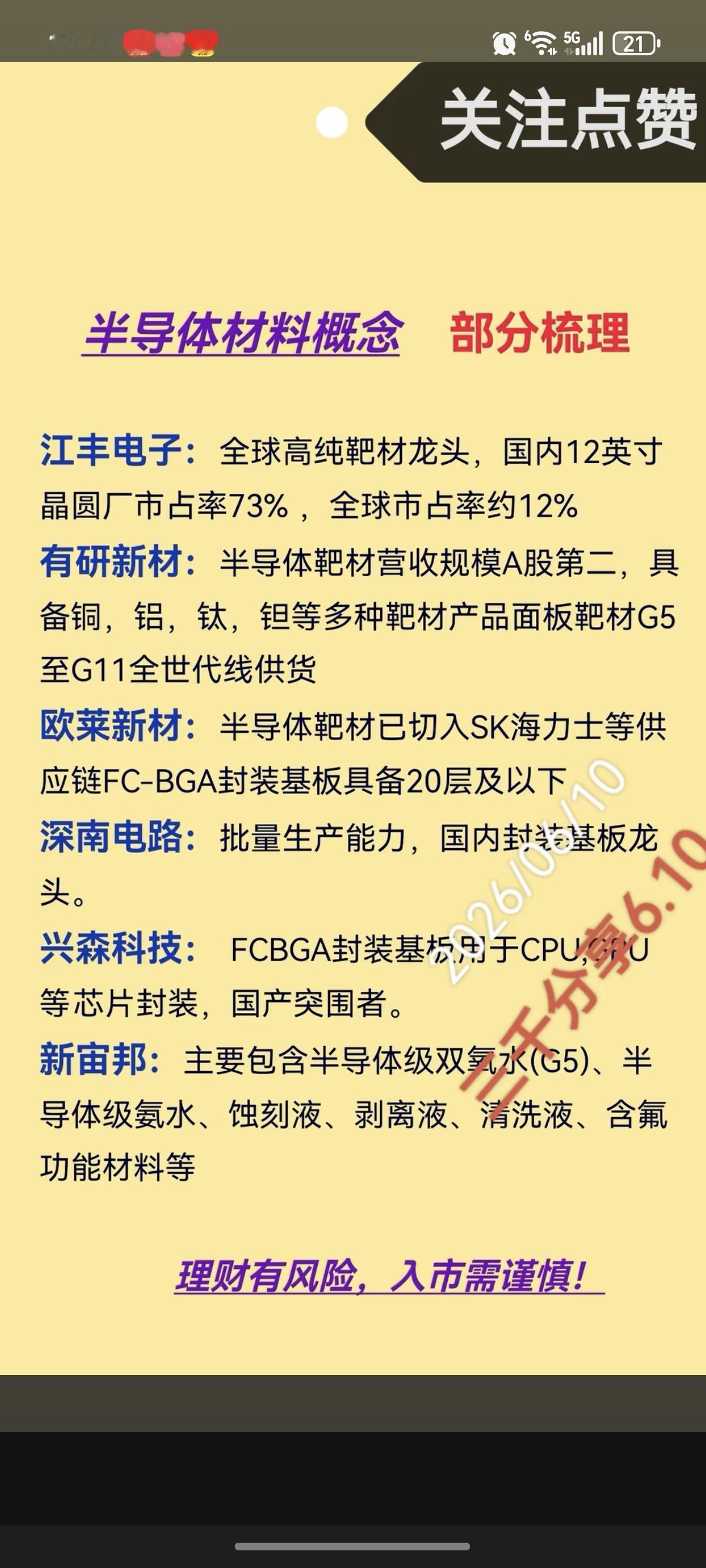 半导体材料——概念股梳理！1.靶材涨价2.封装基板3.掩膜版4.工业气