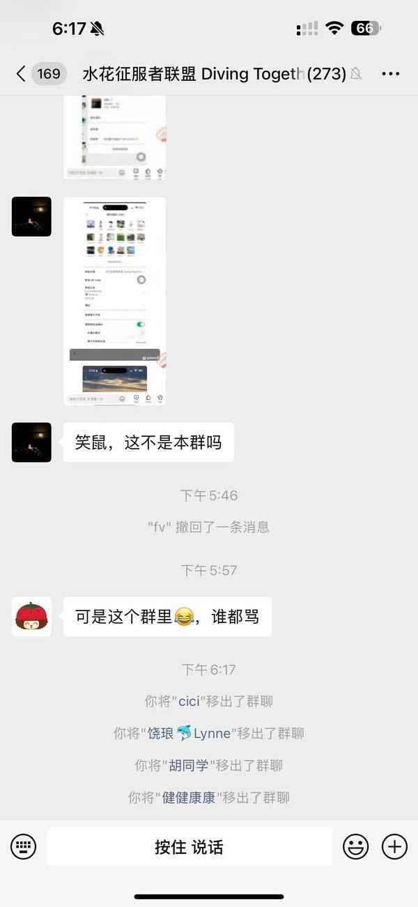 原来大家都不傻的，先是几个自己退了，特意发个这个群谁都骂，再群主亲自移除了几个，