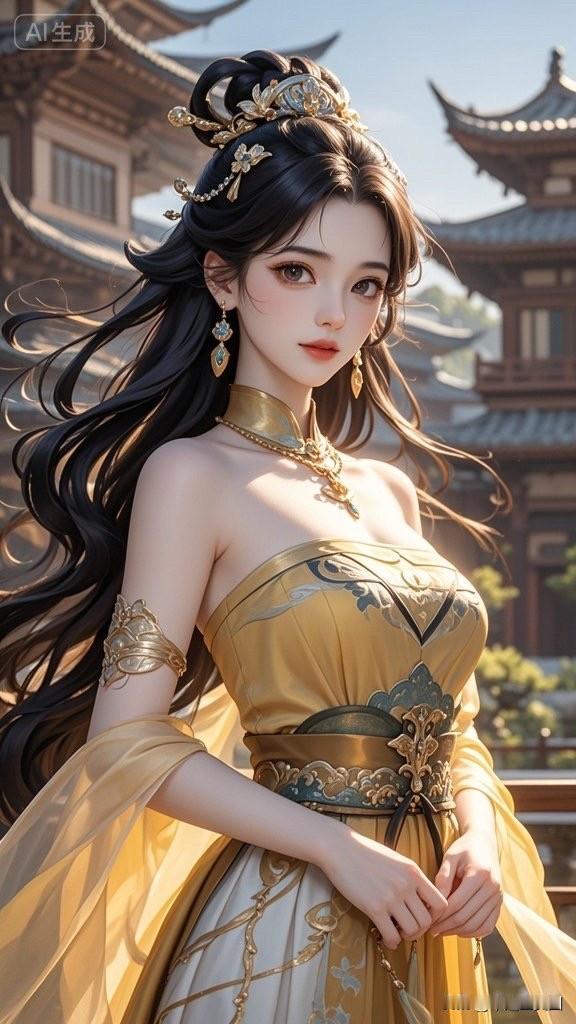 这姑娘真美，发型和裙子绝配！