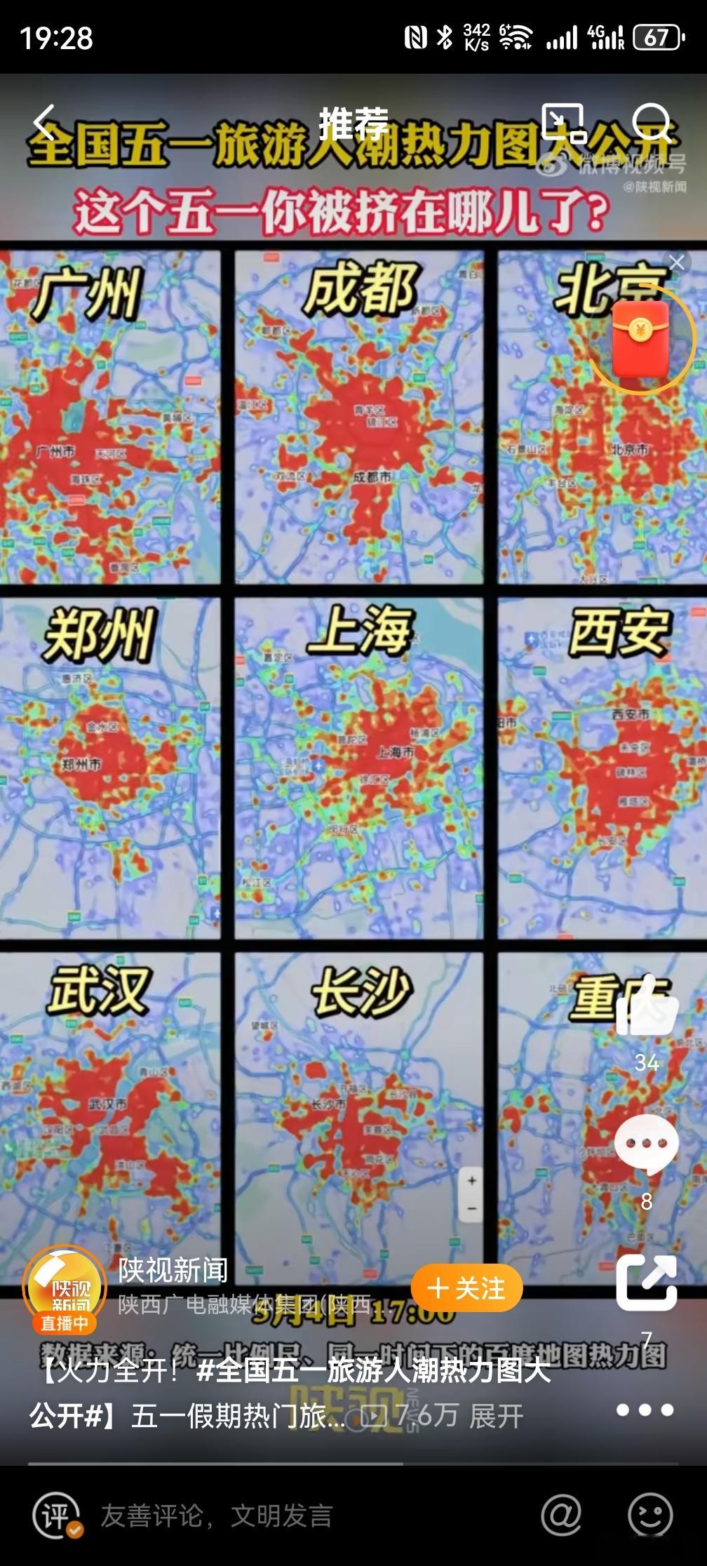 数据看五一各地出游热度，别的地方不知道，反正西安是够堵的，导致我整个假期基本上都