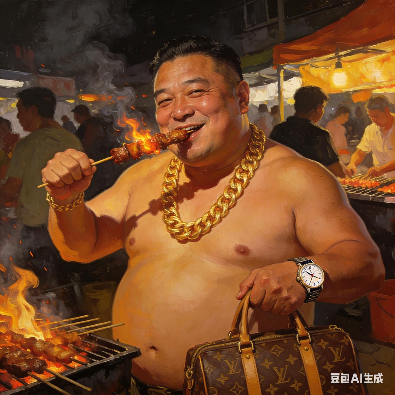 2025年春节期间，刷到个视频:一个东北大哥炫富，大金链子，小手表，一天三顿小烧