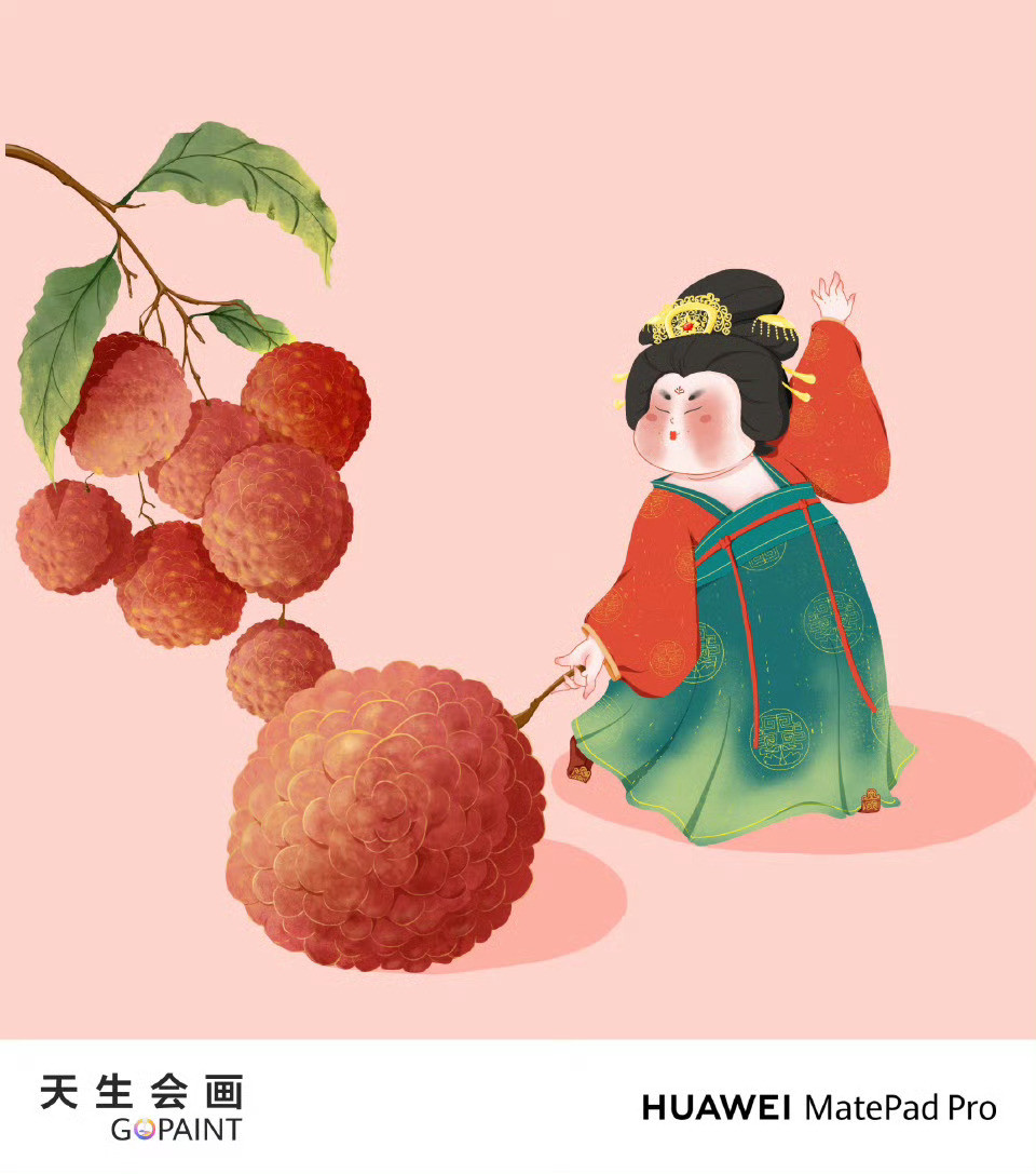 万茜唐宫仕女图万茜笔下的小世界万茜借助华为平板细腻勾勒唐宫仕女，国风线条柔和雅致