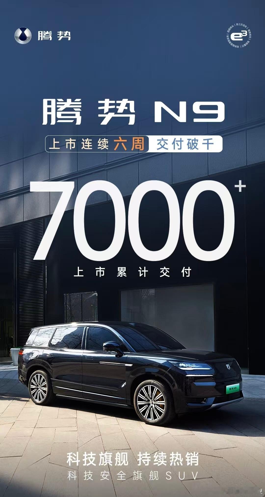 腾势N9连续六周交付破千，累计交付7000+了。在旗舰SUV竞争这么
