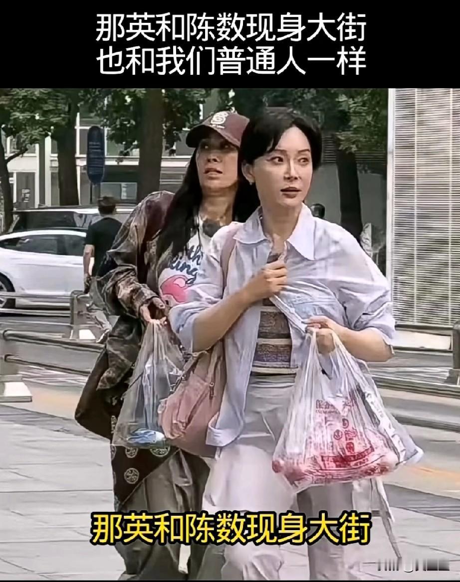 那英和陈述现身大街原来明星们离开了美颜和滤镜也和我们普通人一样，没啥区别，你们