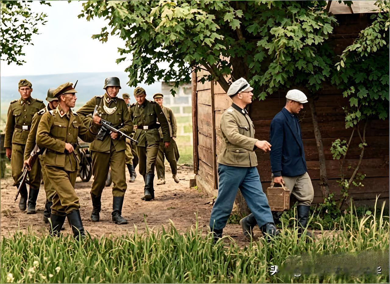 图一前排的党卫军军官，裤子为什么是蓝色的呢？1941年7月11日，苏联境内。纳