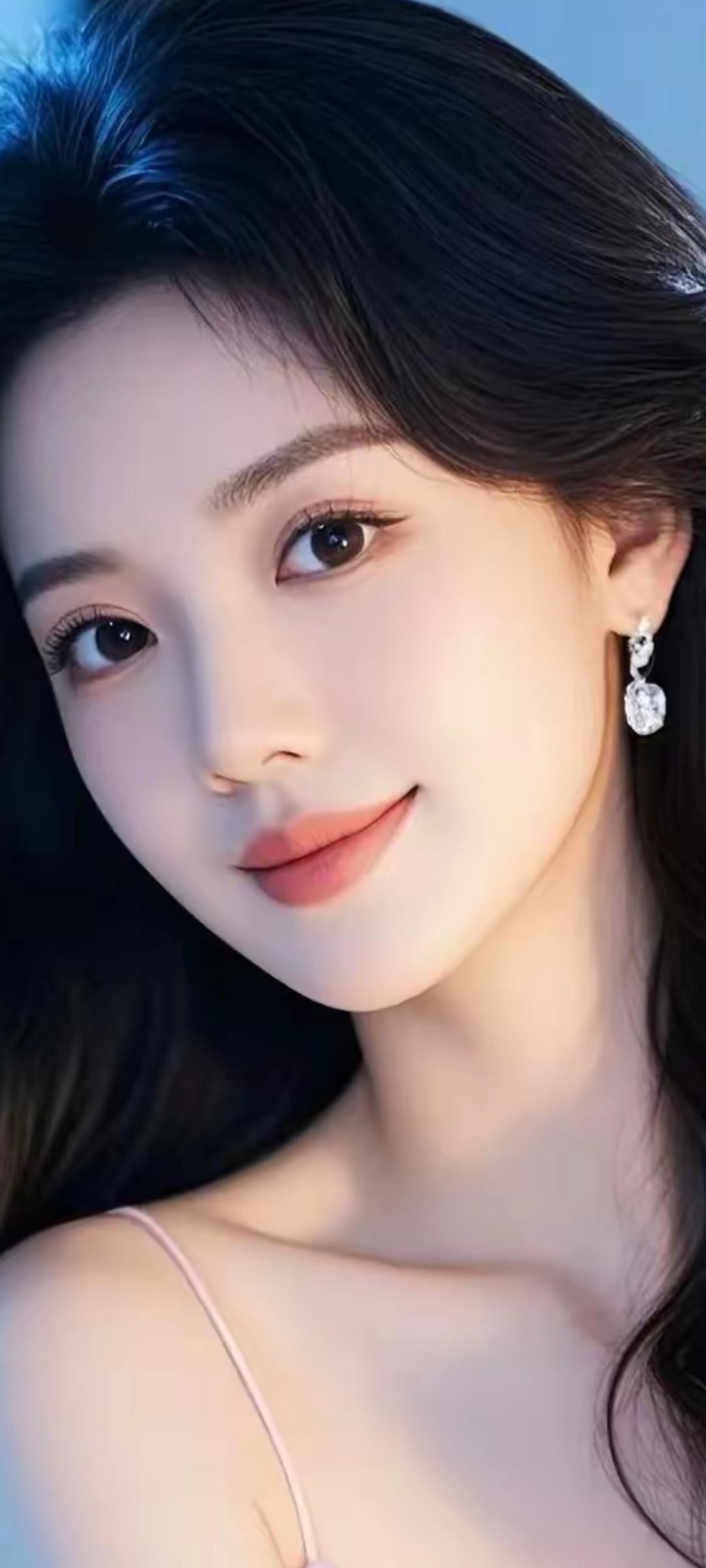 温柔甜美的微笑，闪耀的耳环，散发着优雅的光芒。