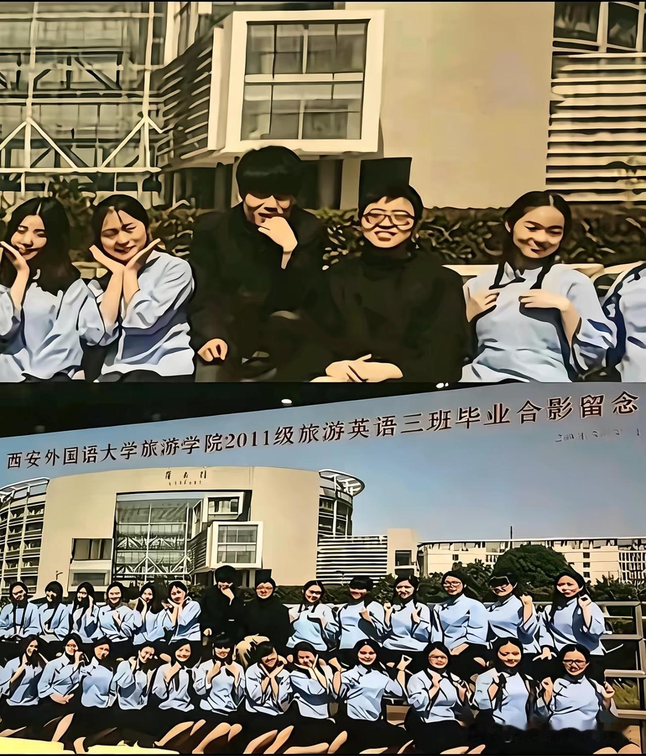 这张照片算不算董宇辉的“黑历史”？据说，他们班就两个男生，另外一个还经常不来上