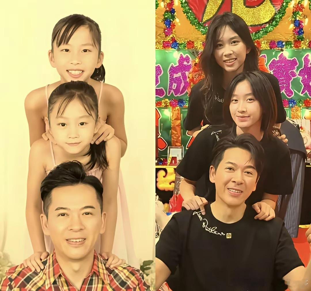 61岁中国香港TVB艺人郭政鸿晒父女合照，长相年轻像30岁，两个女儿亭亭玉立好漂