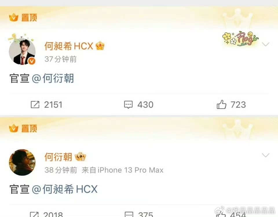 何昶希和何衍朝官宣啥？