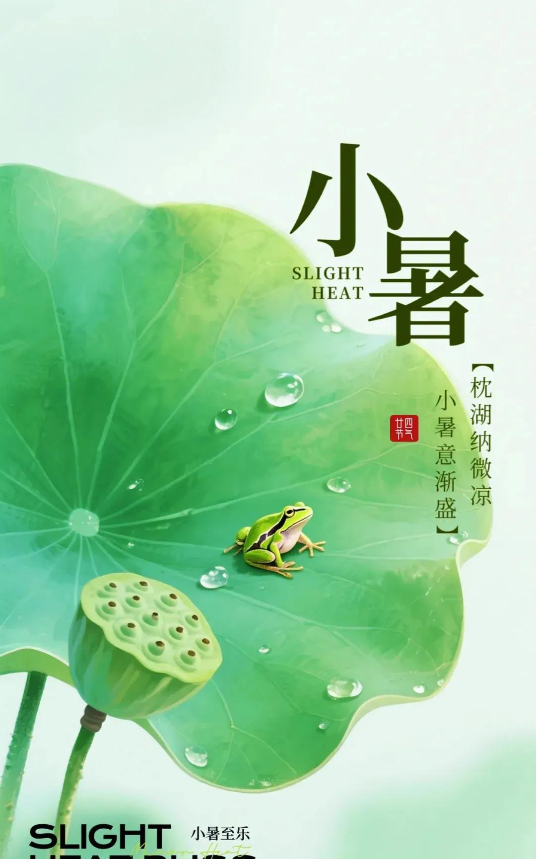 《清平乐·小暑》暑气初盛，蝉噪如弦奏。荷香漫拂清风透，翠盖红妆竞秀。青山白云