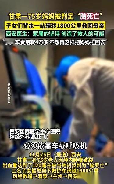 4万块，1800公里，一辆救护车。车上躺着一个已经被判了“脑死亡”的老太太。