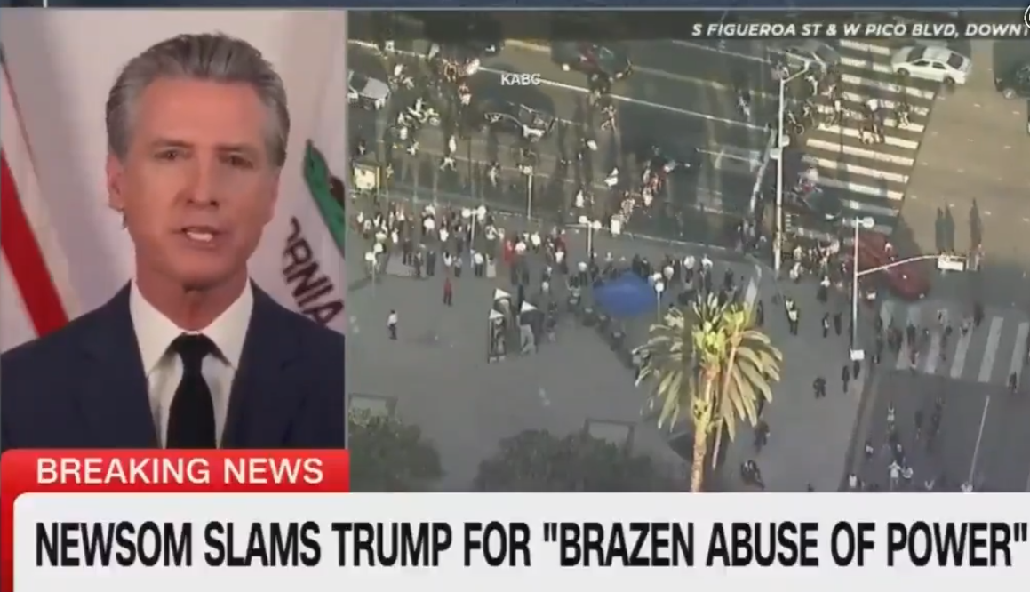 纽森终于反了，号召全美国人民共同讨贼，主持人已称纽森为“总统”6月11日，纽