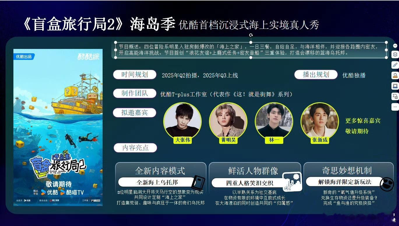 最适合张新成的综艺出现了，希望是真的[爱心]林一黄明昊张新成显眼显到海上​​