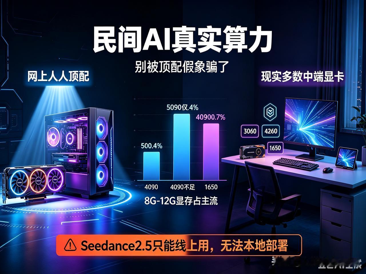 你肯定也没有5090，32G显卡。AI圈子总觉得人人都是4090、5090顶