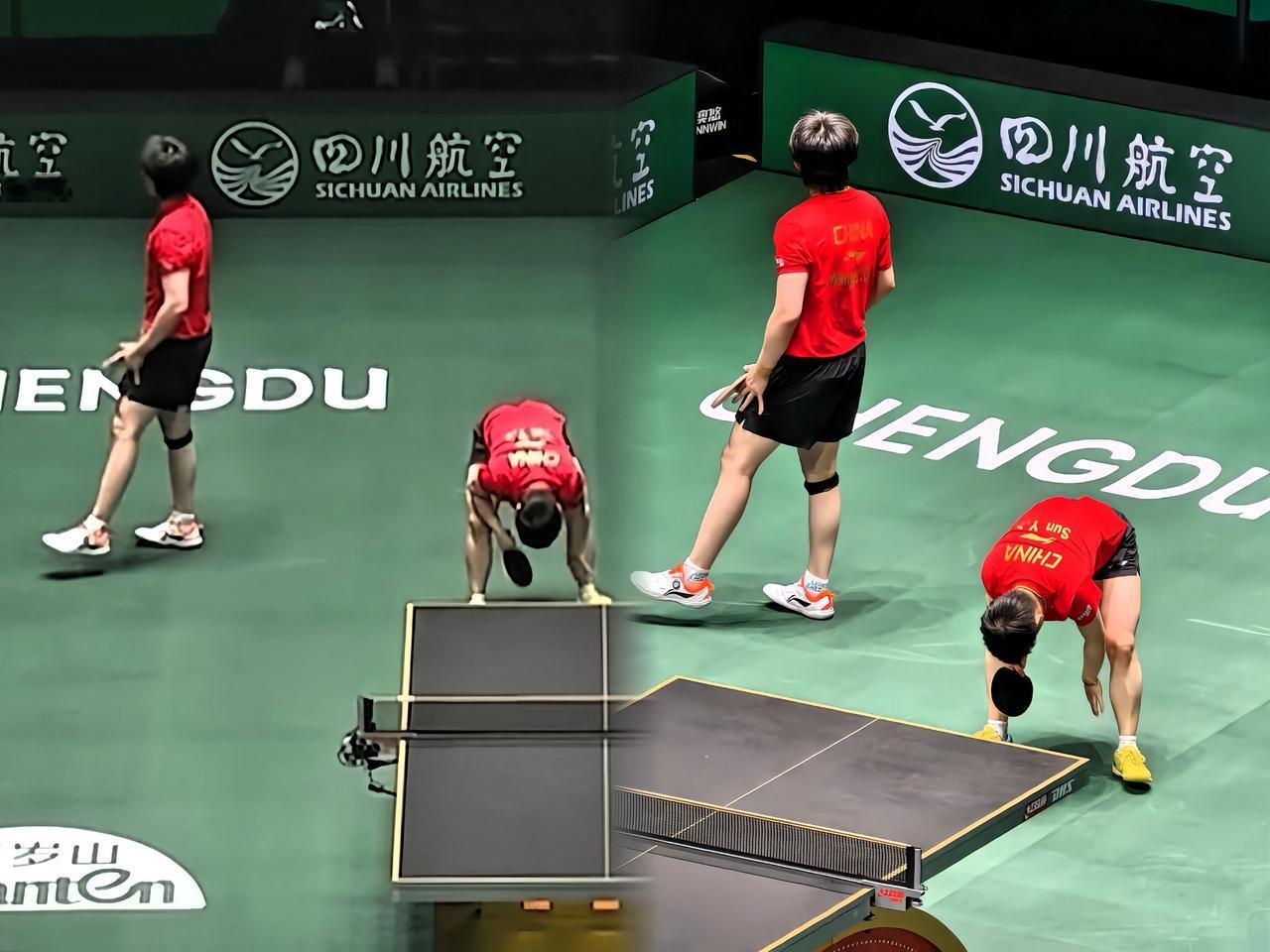 最爱看他们在场上的这种小细节了！哪怕丢了分，也从来不会给对方甩脸色。他俩