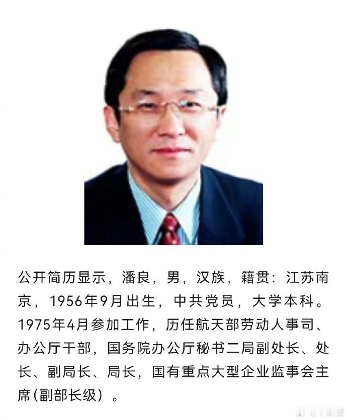 部级贪官【国资委原副部长级干部潘良被查】国务院国有资产监督管理委员会原副部长级干