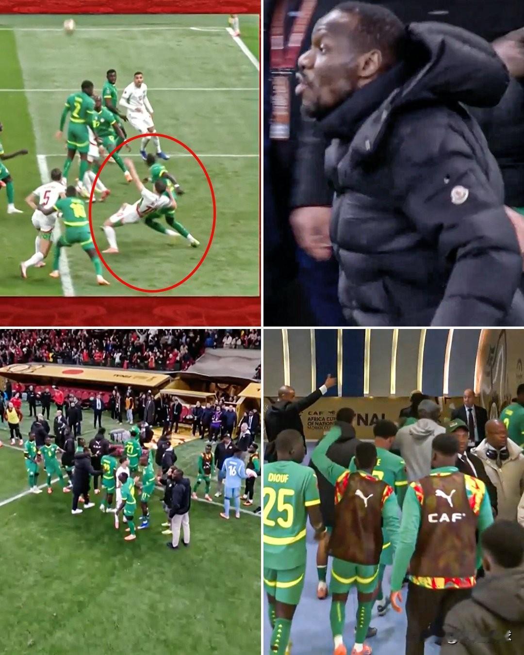 非洲杯决赛上演惊天魔幻一幕！面对不公，塞内加尔主帅帕普·蒂亚乌竟要求全队退赛，差