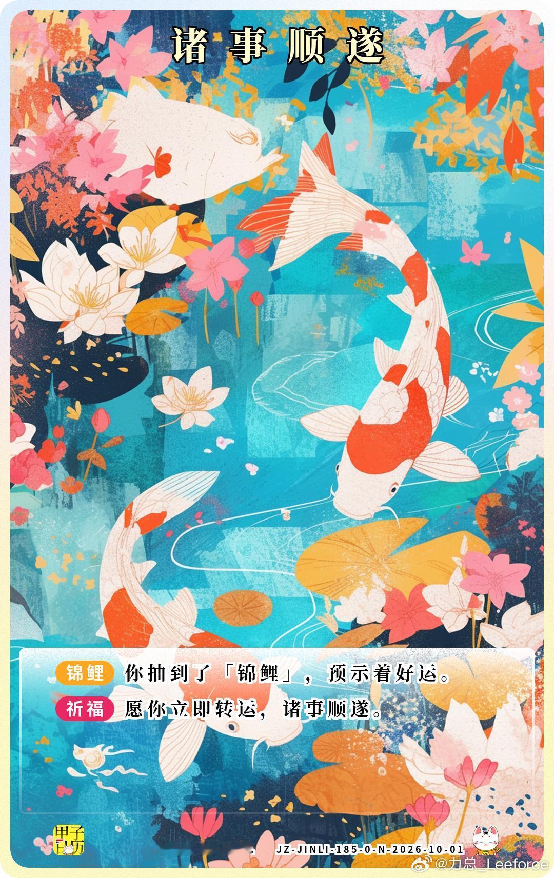 锦鲤愿你立即转运，诸事顺遂。​​​