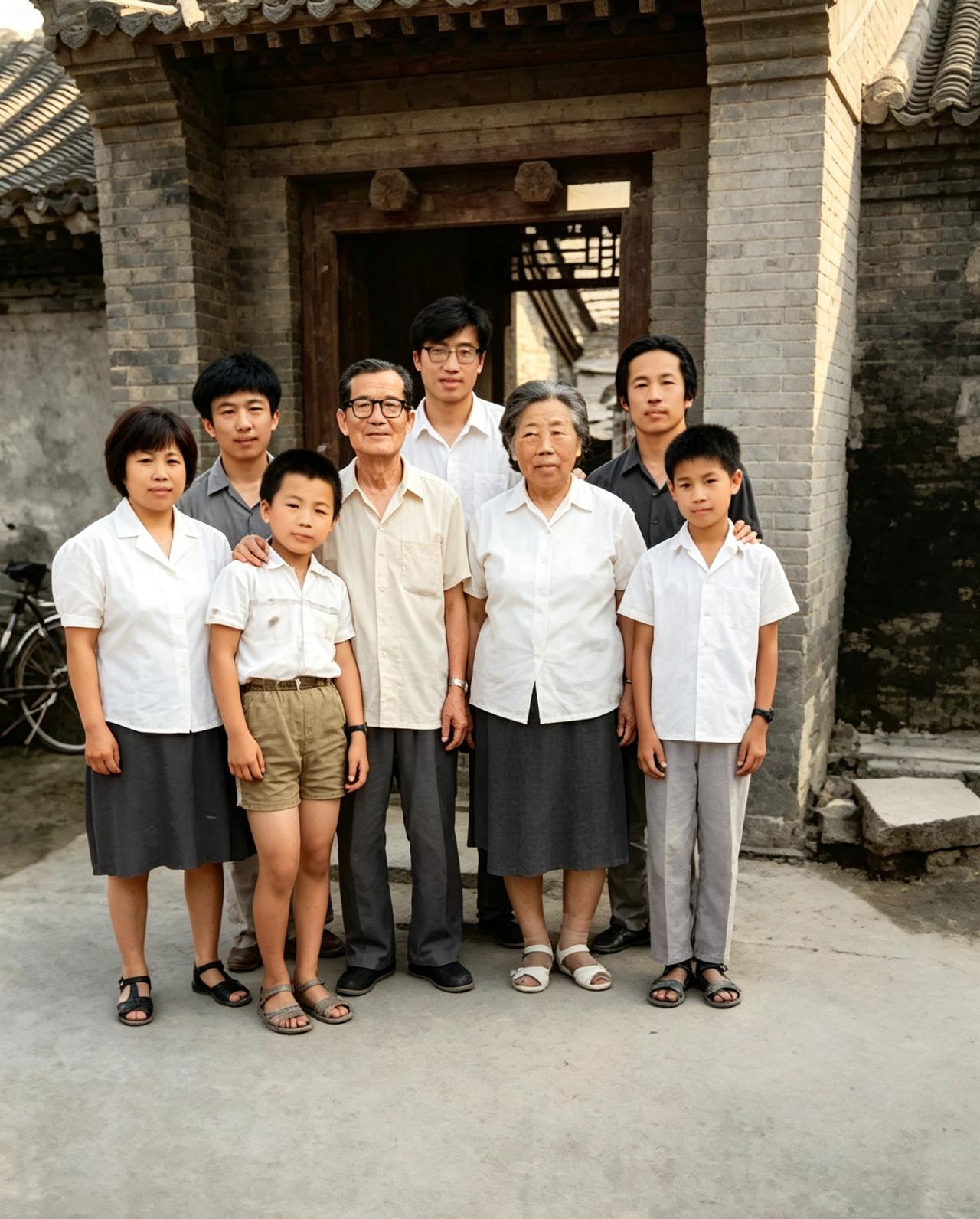 这一家人都非常的特殊。溥仪曾想将自己的“皇位”传给中间这名戴眼镜的老者。可是，老