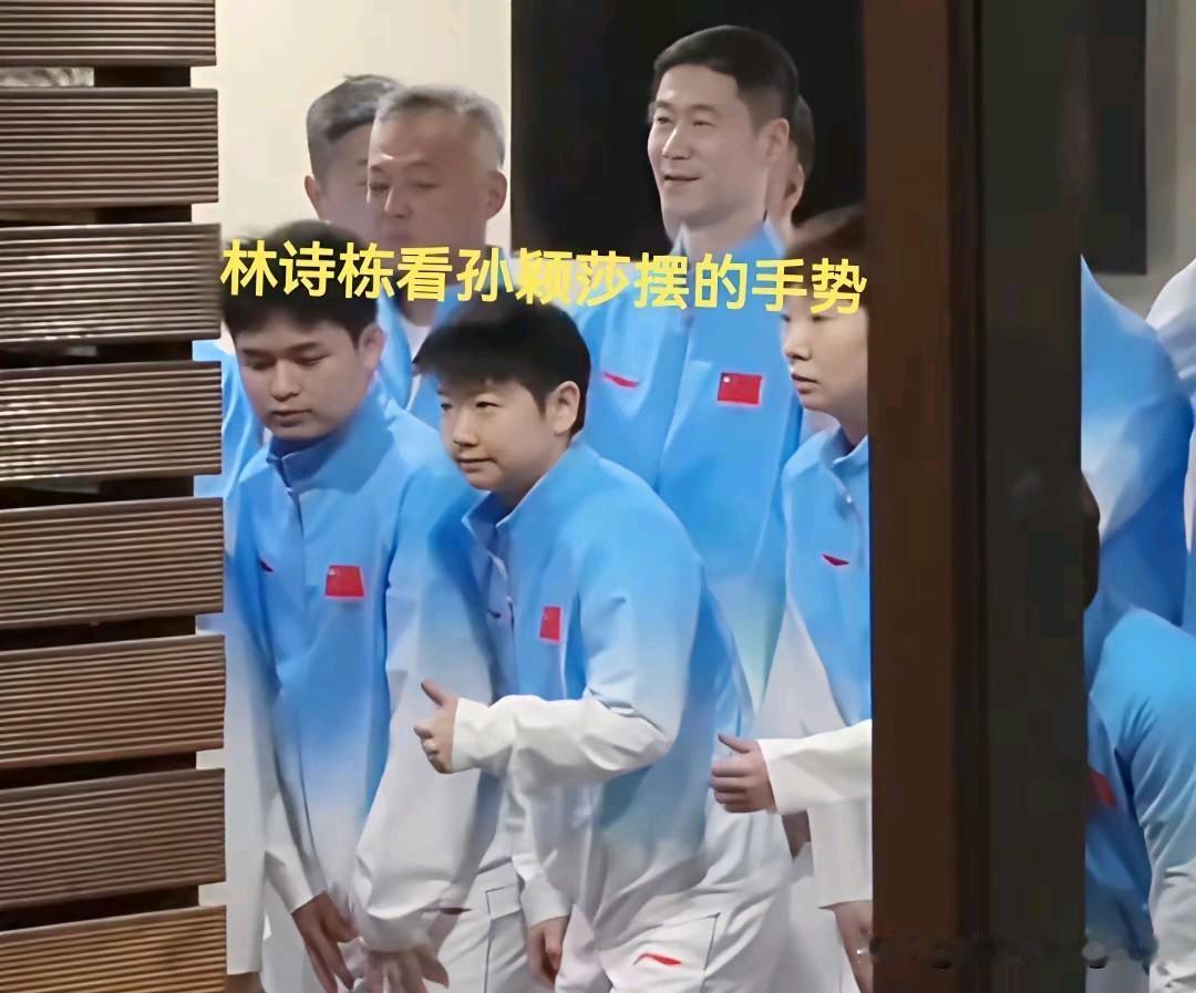 小石头好聪明哦，知道紧跟莎姐的节奏就是对的，哈哈哈！国乒在出发亚运会前拍大合照
