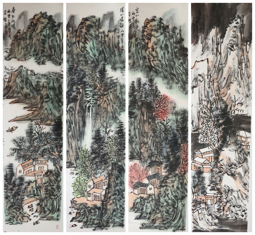 《山居岁月，隐逸情怀》画中无论何时，皆有屋舍隐于山林之间，这是中国人骨子里“归隐