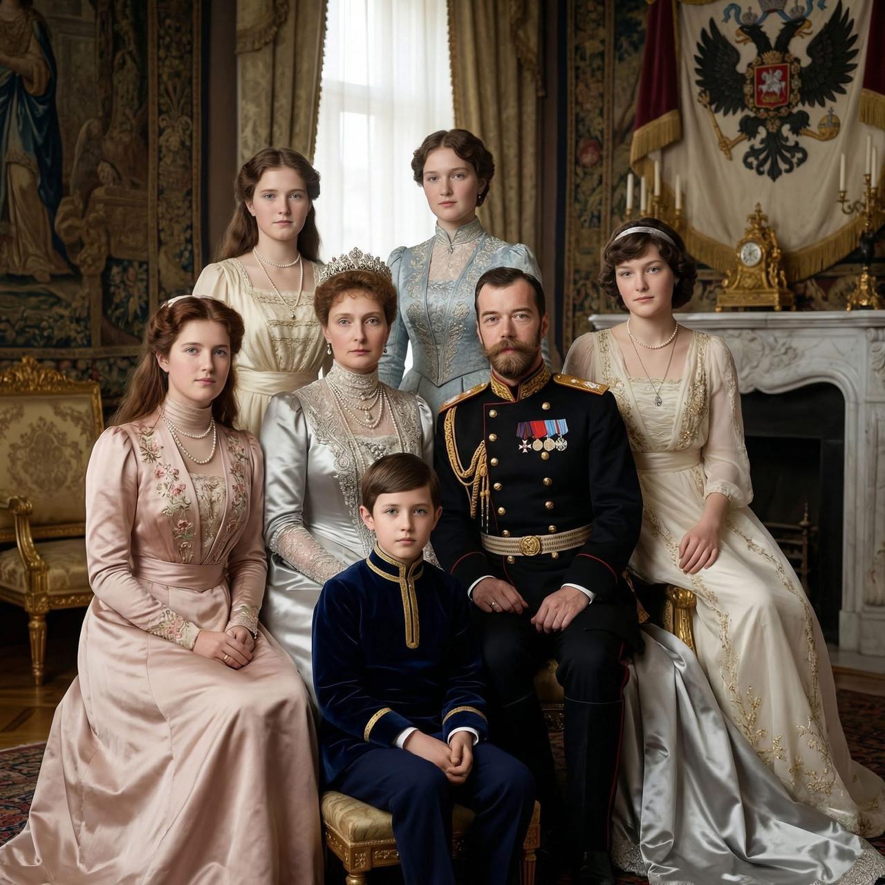 1918年7月的一个午后，末代沙皇罗曼诺夫家族在叶卡捷琳堡伊帕季耶夫宅邸的花园中