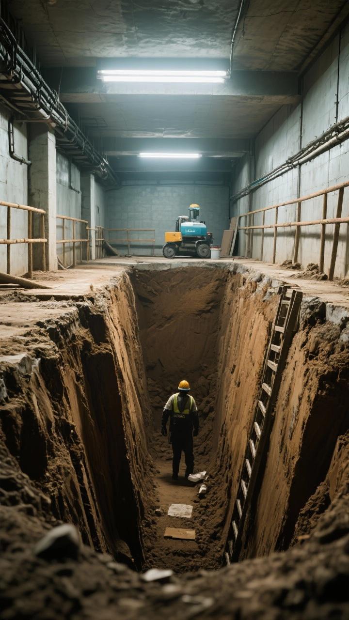 标题：发现邻居私挖地下室：一锹挖开的，是城市安全的裂缝一声闷响，地板微颤。北
