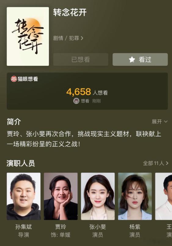 贾玲执导的《转念花开》定档待映，影片由张小斐搭档杨紫出演；另一部热度很高的《功夫