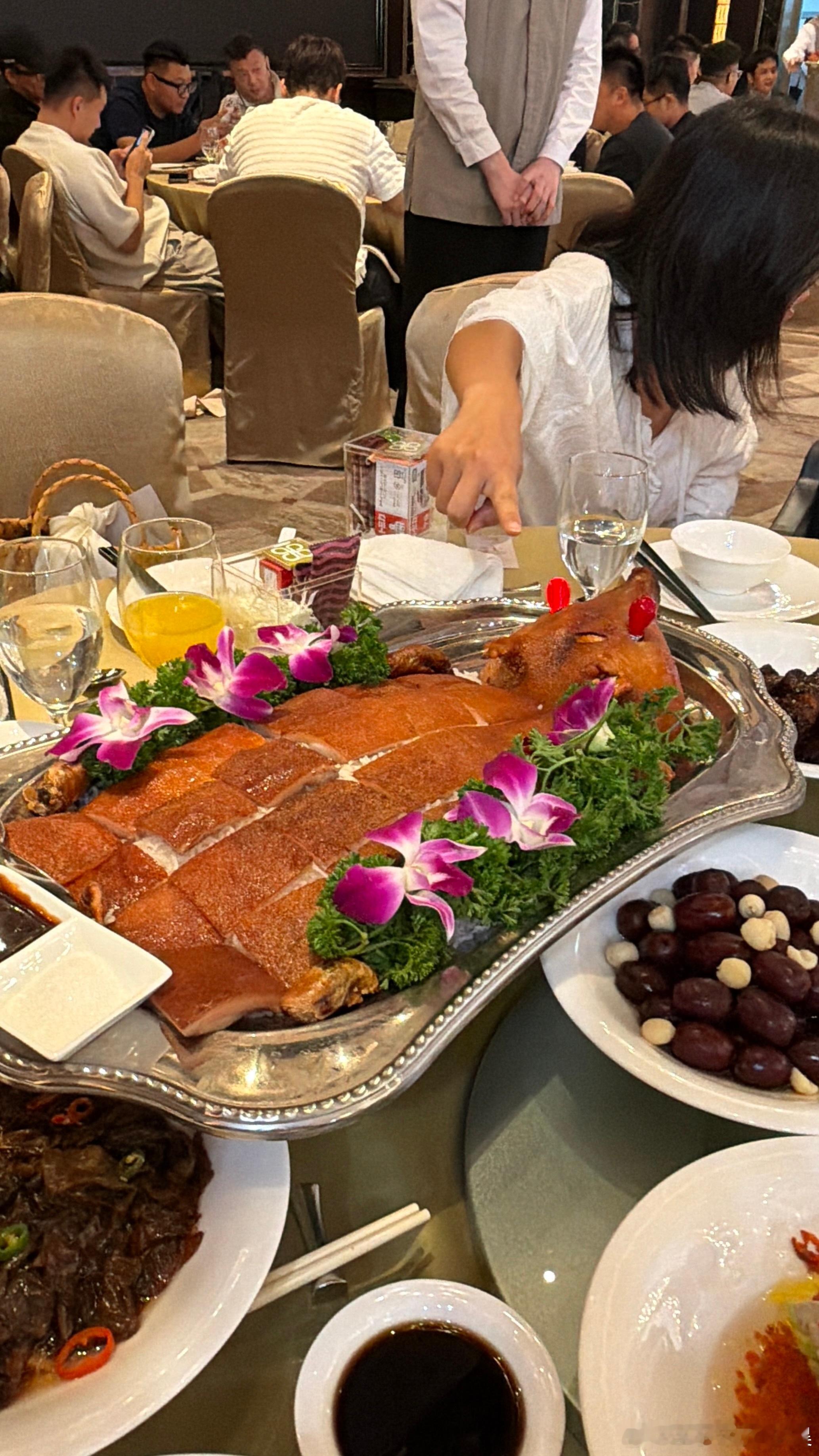 我昨天特别想表演一个三口一头猪后来发现又上了龙虾鲍鱼珍宝蟹花胶之后我默默地