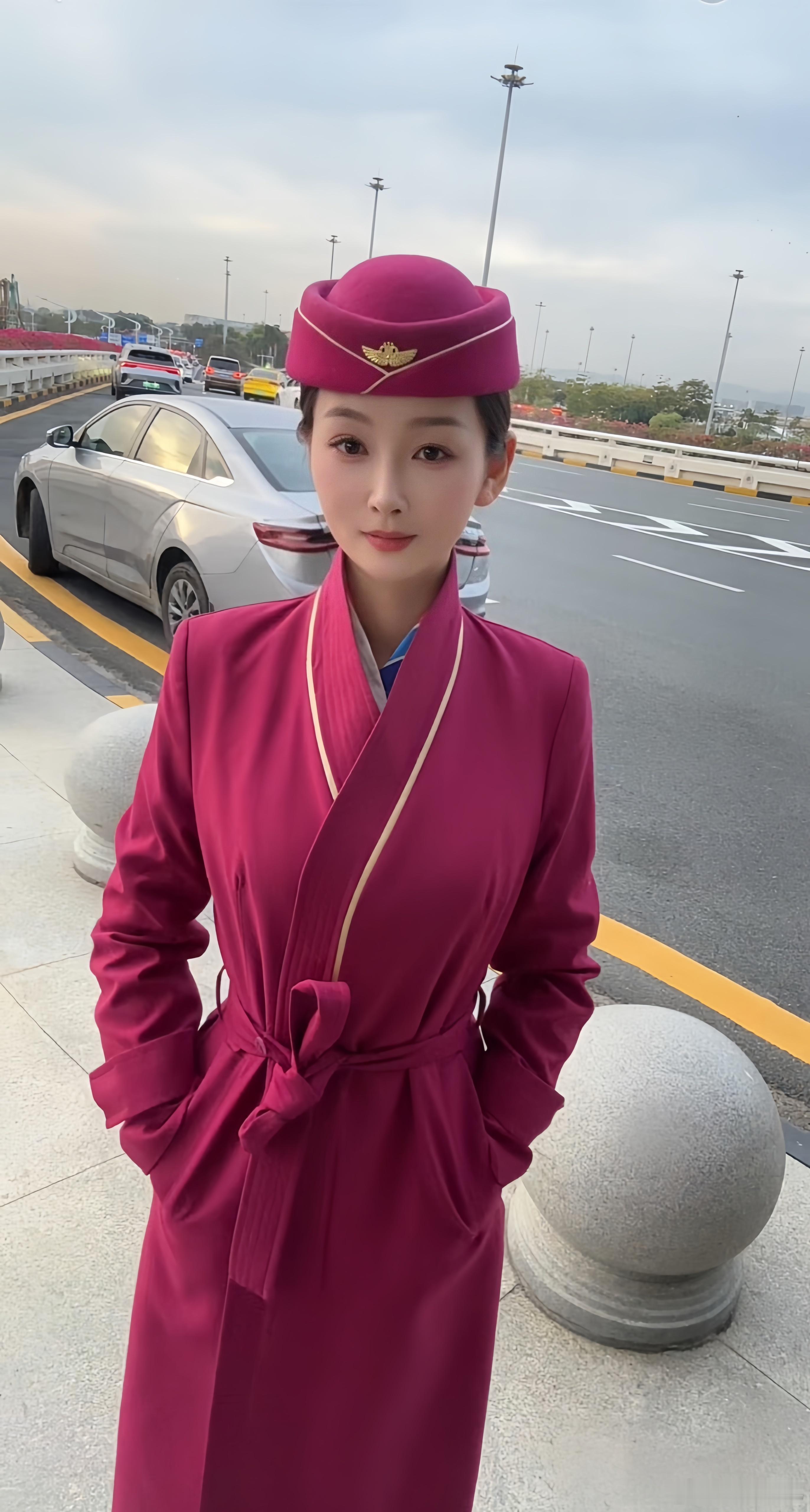 南航空姐的制服照，又美又飒。