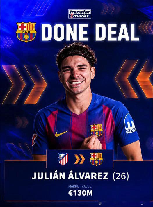 ESPN：小蜘蛛1.3亿欧加盟巴萨。HEREWEGO!JuliánÁlv
