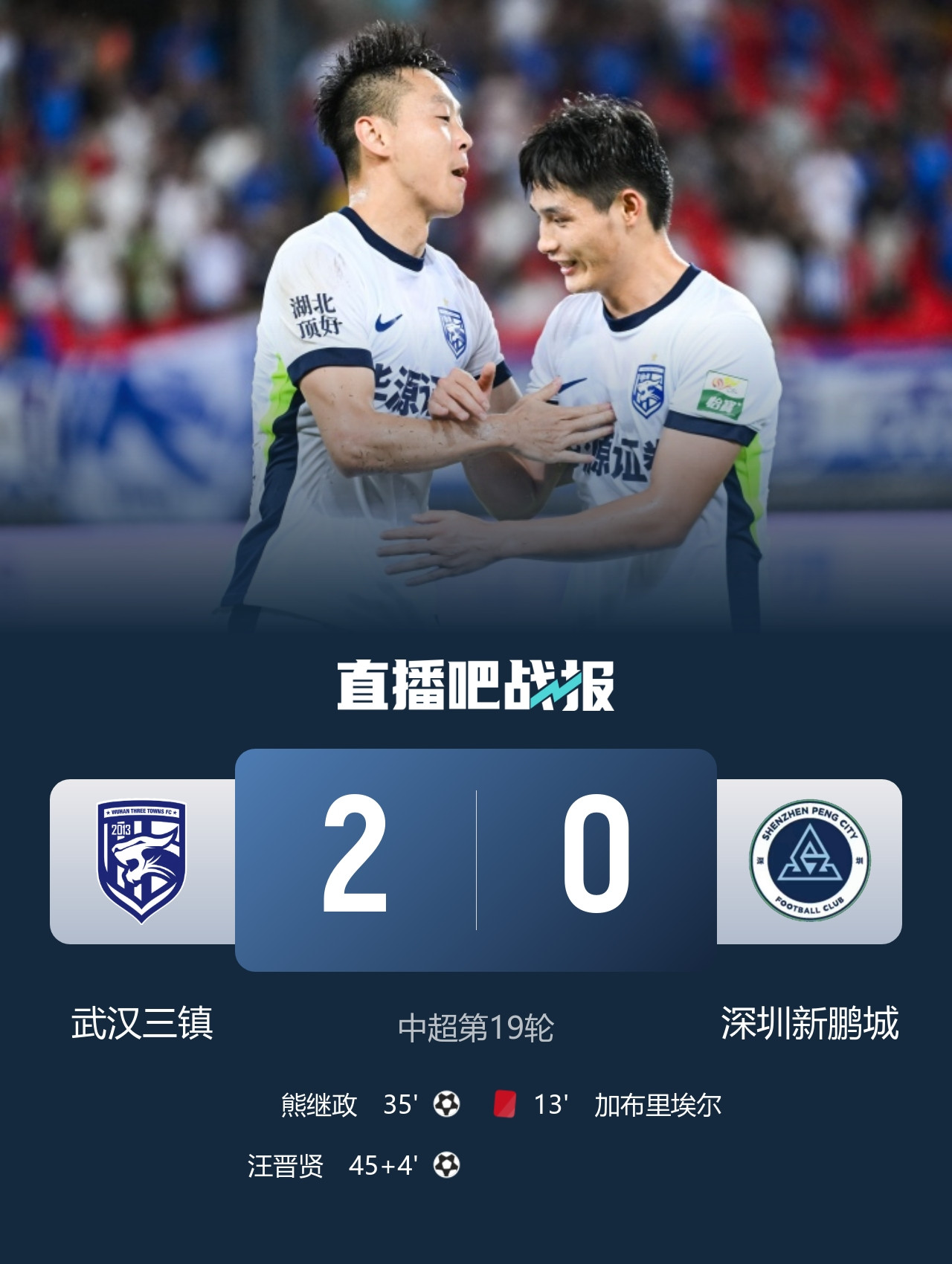 暂逃离垫底! 三镇2-0十人新鹏城 加布里埃尔13分钟直红熊继政破门