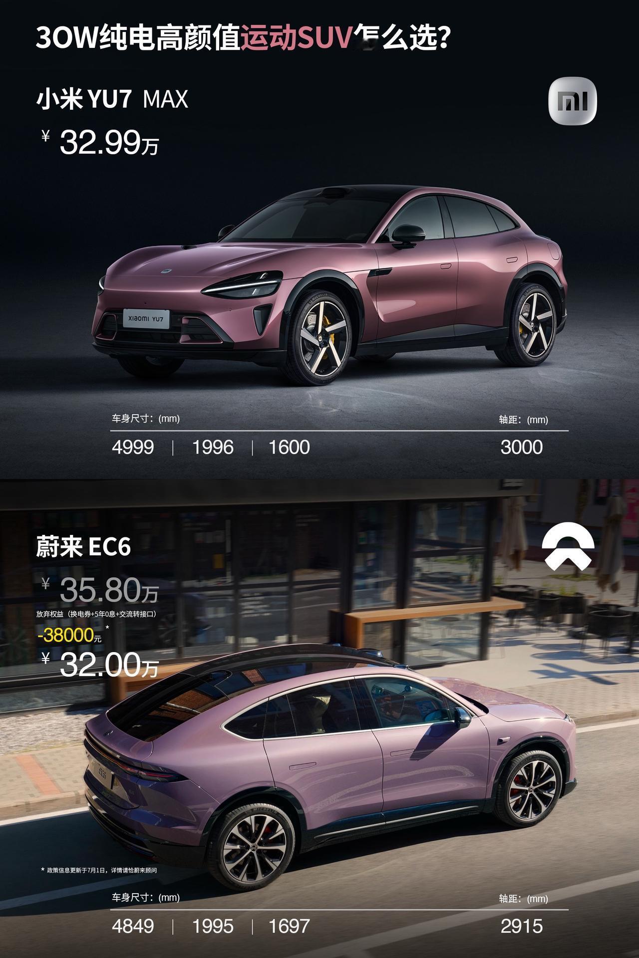 我是听劝的！有很多人想看YU7Max与蔚来EC6的对比，这就安排上！省